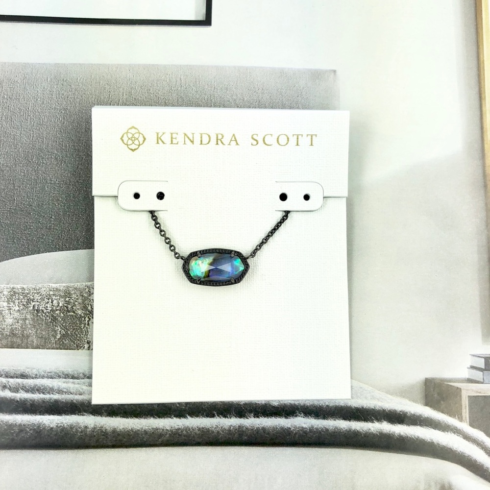 Kendra Scott Elisa abalone gunmetal necklace
